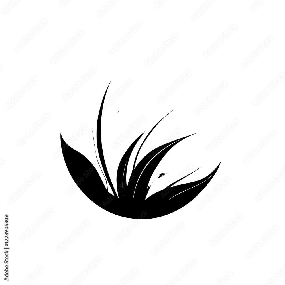 Fototapeta premium Monochrome Floral Circle Design: Elegant Botanical Vector Illustration. Simple, Minimalist Nature Art for Logo, Pattern, or Graphic