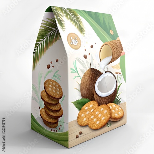 Coconut Biscuit packaging design template perfect for packaging and labeling of coconut biscuit photo