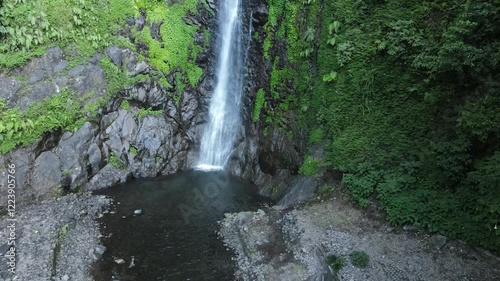 Aerial shot of Sedudo waterfall Nganjuk Indonesia