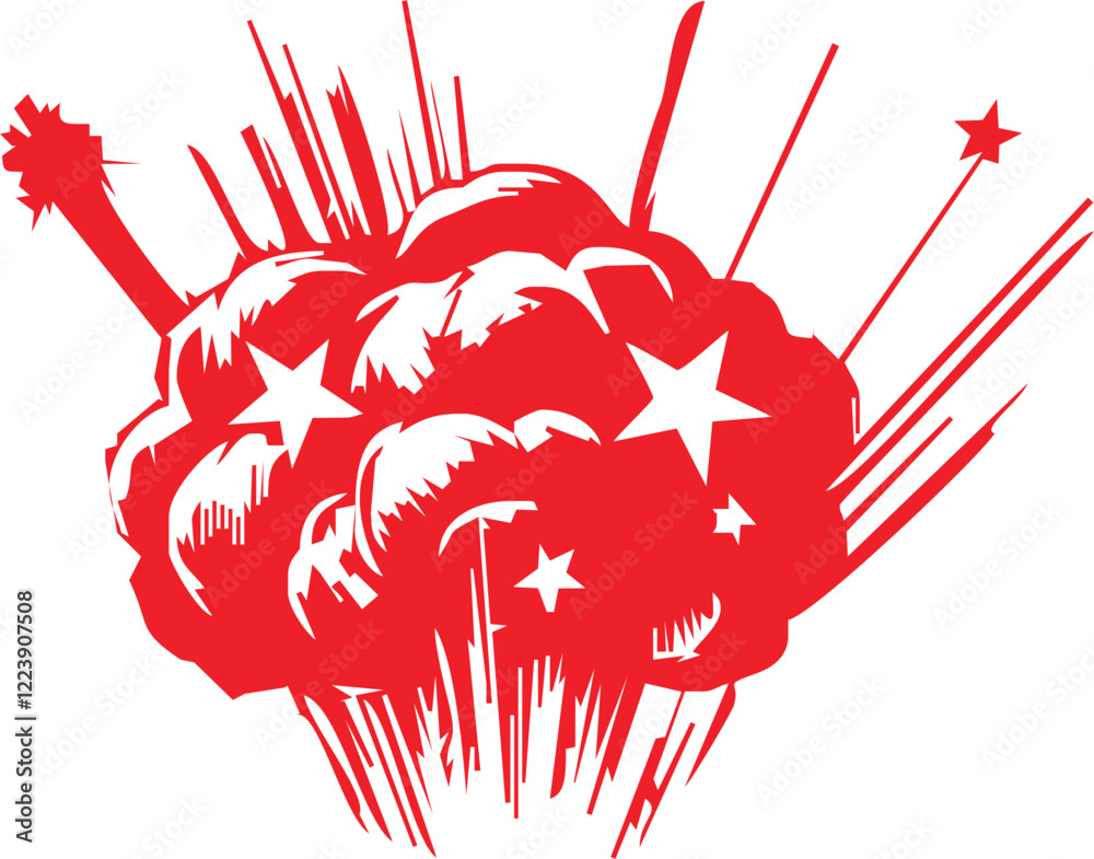 explotion smoke fire cartoon illustration.