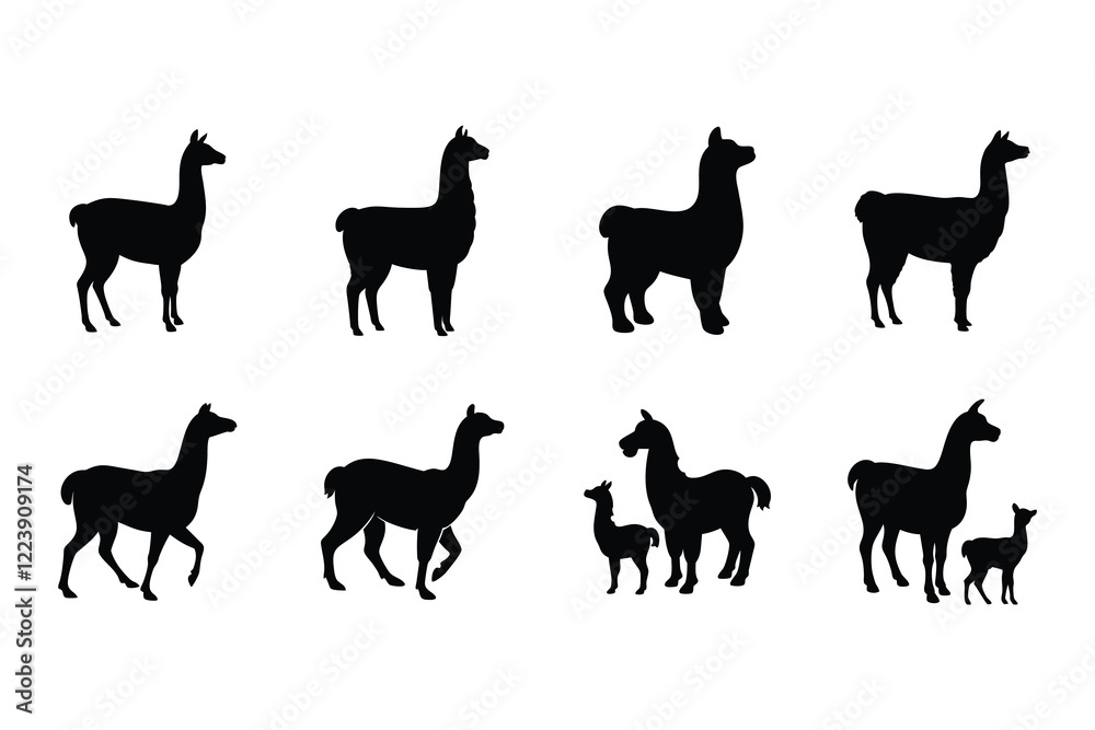 llama silhouette set vector illustrations llama silhouette set vector illustrations