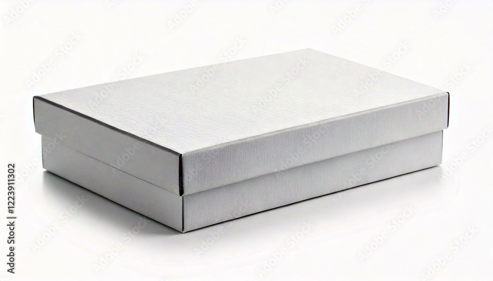 Closeup view closed white shoe box isolated on white background Closeup view closed white shoe box isolated on white background