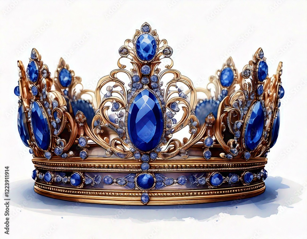 Crown with sapphire isolated on white background Crown with sapphire isolated on white background