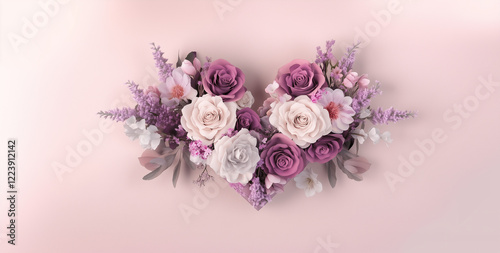 Luxurious floral heart arrangement – a fusion of romance and art. Perfect for luxury decorations, backgrounds, and wedding themes.