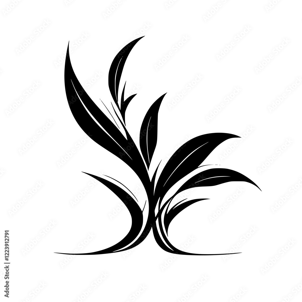 Elegant Black and White Floral Plant Illustration. Botanical Silhouette Design, Perfect for Nature-Inspired Decor, Minimalist Style, and Graphic Projects. Elegant Black and White Floral Plant Illustration. Botanical Silhouette Design, Perfect for Nature-Inspired Decor, Minimalist Style, and Graphic Projects.