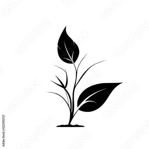 Elegant Black and White Plant Illustration: Minimalist Botanical Design. Perfect for nature-themed projects, adding a touch of sophistication and simplicity.