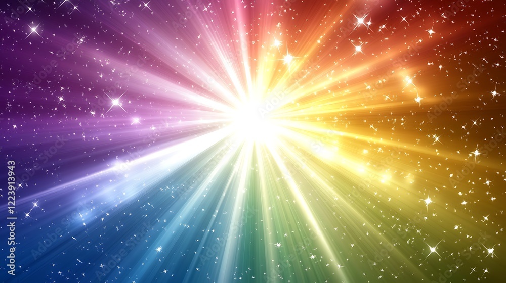 Radiant Light Burst With Sparkling Stars Background Radiant Light Burst With Sparkling Stars Background
