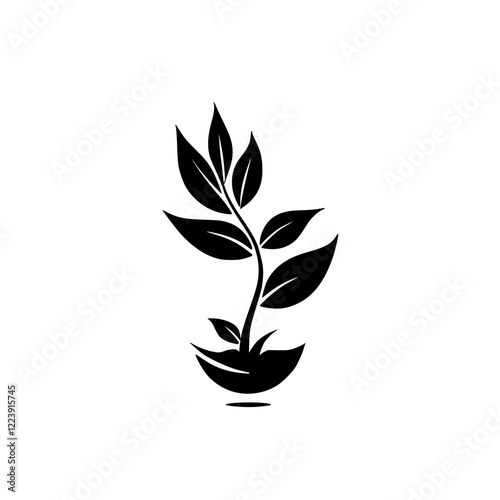 Elegant Plant Silhouette: A Botanical Illustration of Growth and Nature