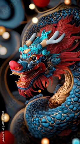 Wallpaper Mural Zodiac animal lantern festival, intricate designs and glowing lights, 3D illustration Torontodigital.ca