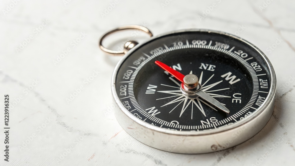 Compass on Marble Surface Compass on Marble Surface