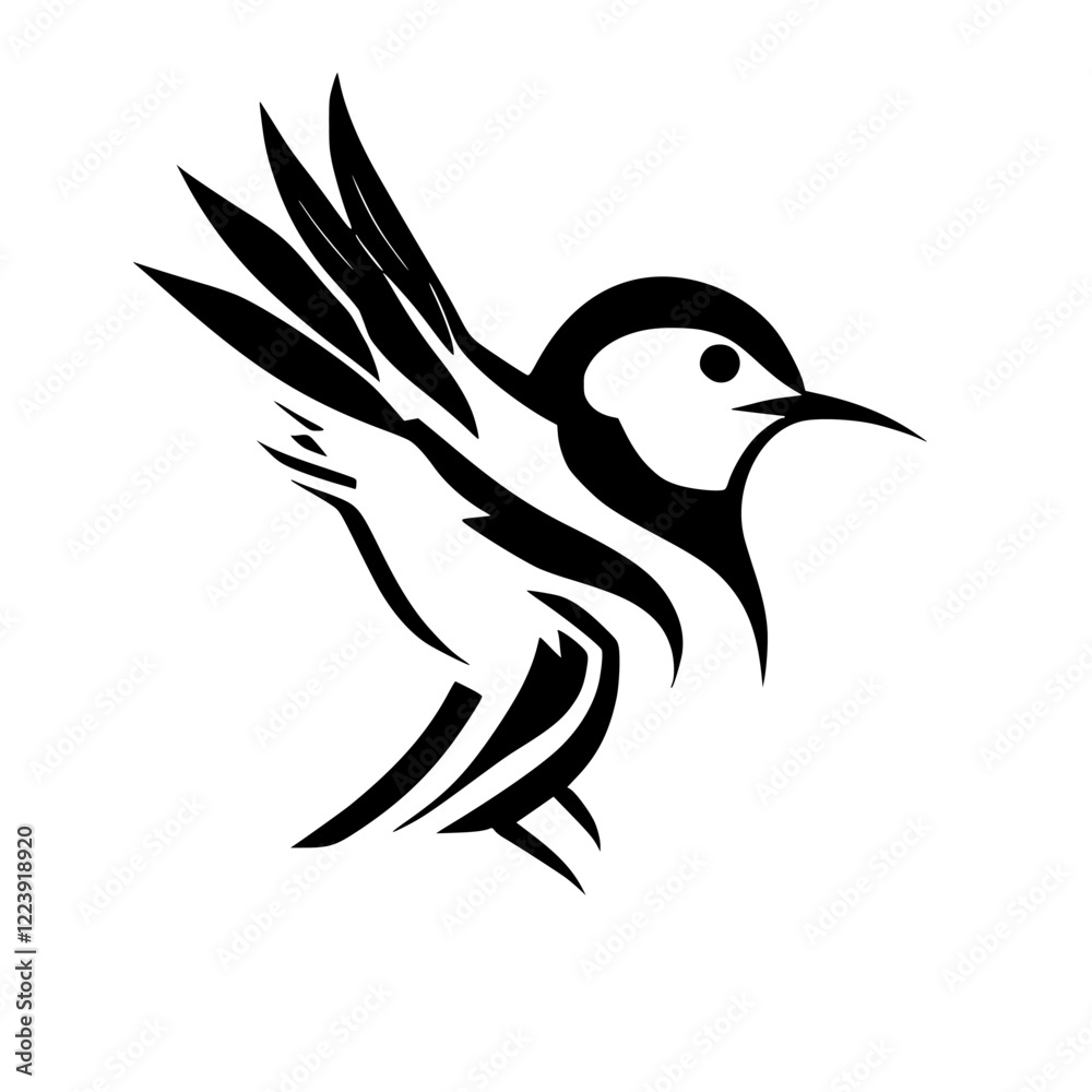 Fototapeta premium Stylized Hummingbird in Flight: Minimalist Bird Vector Graphic