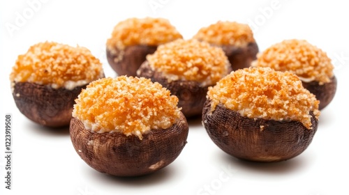 Wallpaper Mural Stuffed mushrooms filled with cheese and breadcrumbs, arranged on a white background, Torontodigital.ca