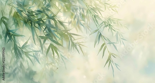 Fototapeta Naklejka Na Ścianę i Meble -  a painting of willow branches