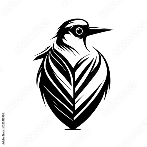 Striking Black and White Woodpecker Bird: Vector Graphic Design, Nature Illustration photo