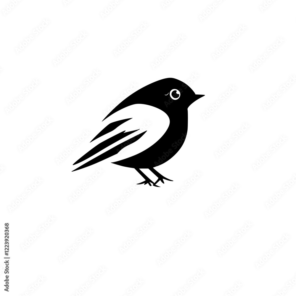 Obraz premium Charming Blackbird Silhouette: A Minimalist Bird Vector Graphic