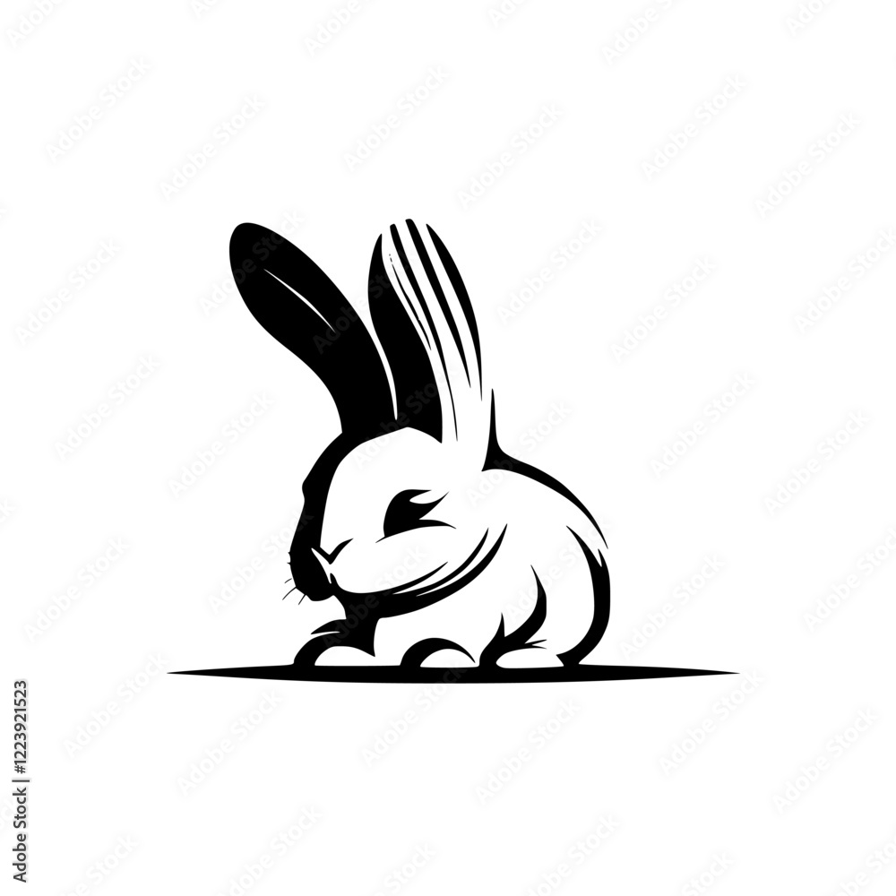 Elegant Black and White Rabbit Illustration, Perfect for Logo Design or Easter Decor. A Cute and Simple Vector Graphic of a Bunny. Elegant Black and White Rabbit Illustration, Perfect for Logo Design or Easter Decor. A Cute and Simple Vector Graphic of a Bunny.