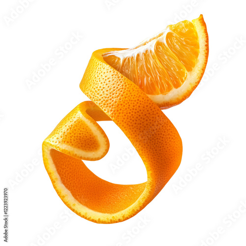 Citrus Twist: A vibrant orange peel curls into a captivating spiral, showcasing the fruit's juicy flesh and zesty aroma. This image evokes freshness, zest, and vitality.