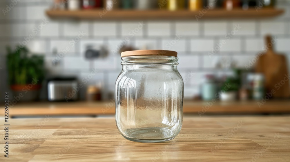 A glass jar with a tight lid sitting on a kitchen countertop