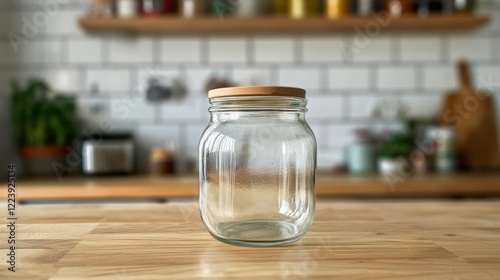 Obraz na płótnie A glass jar with a tight lid sitting on a kitchen countertop w salonie
