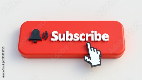 Red Subscribe Button With Bell And Cursor photo