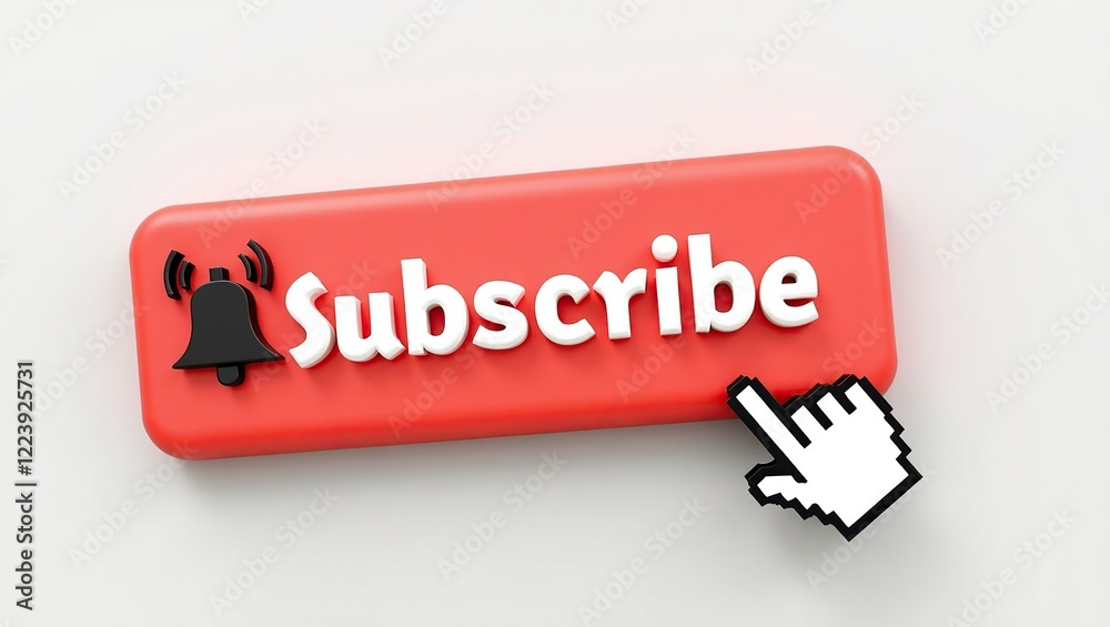 Red Subscribe Button with Bell and Cursor Red Subscribe Button with Bell and Cursor