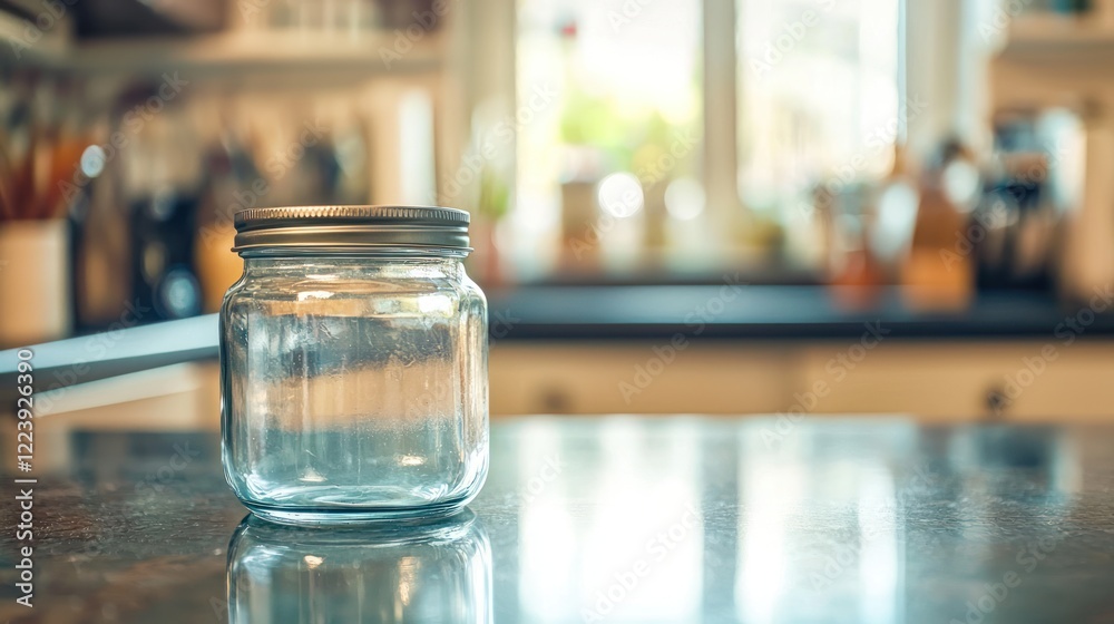 A glass jar with a tight lid sitting on a kitchen countertop