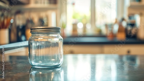 Obraz na płótnie A glass jar with a tight lid sitting on a kitchen countertop w salonie