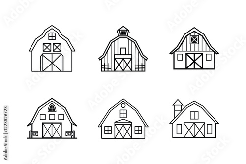 barn icon line art vector illustration