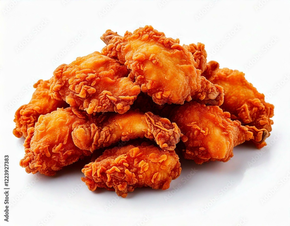 Heap of fried spicy chicken isolated on white background. Heap of fried spicy chicken isolated on white background.