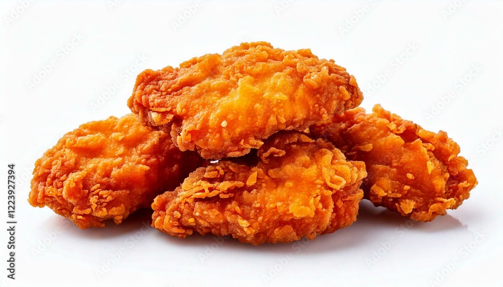 Heap of fried spicy chicken isolated on white background. Heap of fried spicy chicken isolated on white background.