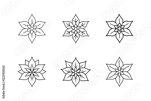 poinsettia line art vector illustration
