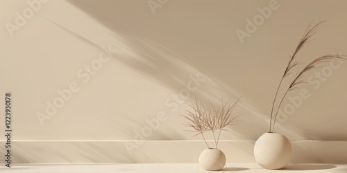 A chic minimalist design with a light sienna background, Sparse patterns and clean lines, Minimalist artistic style