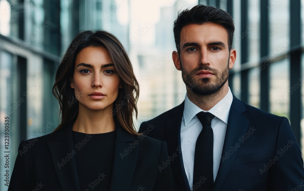 Confident Business Professionals in Modern Office Setting Confident Business Professionals in Modern Office Setting