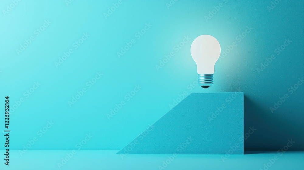 A glowing light bulb with a modern design glowing brightly in a minimalist setting