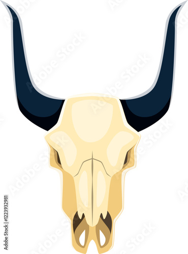 Letter Y as a bull skull cowboy font, wild west typeface, western type, sheriff English alphabet featuring prominent horns. Isolated vector abc character as an animal horned skull evoking ranch life