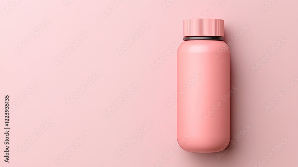 A minimalist pink bottle rests on a soft pink backdrop, showcasing a sleek design that emphasizes simplicity and elegance. A minimalist pink bottle rests on a soft pink backdrop, showcasing a sleek design that emphasizes simplicity and elegance.