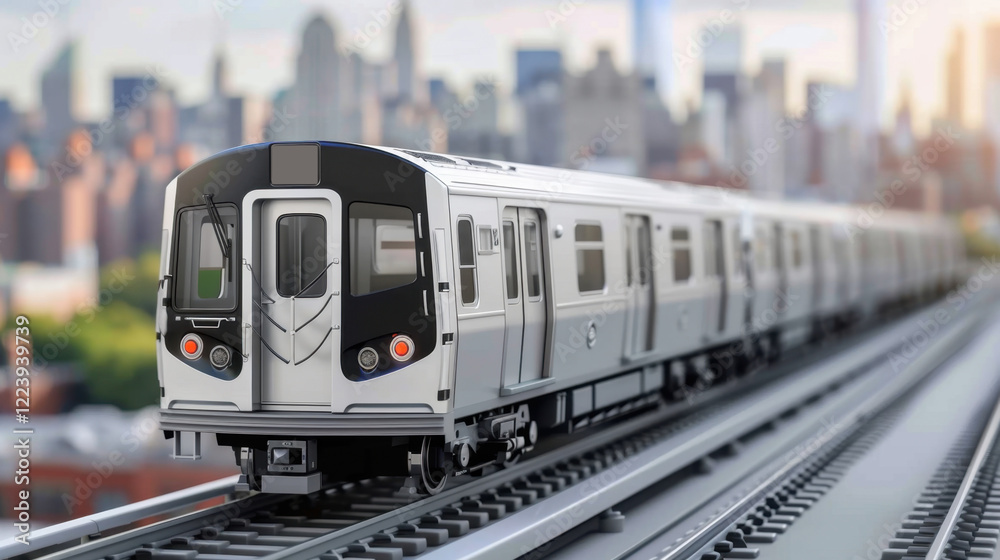Subway Train: A steel-bodied train designed for urban commuting, offering a fast, reliable mode of transportation to navigate densely populated city environments.
Subway Train: A steel-bodied train designed for urban commuting, offering a fast, reliable mode of transportation to navigate densely populated city environments.
