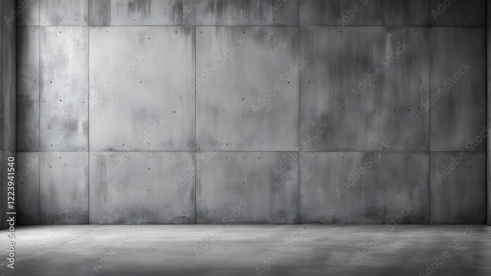 Fototapeta premium High-resolution image of a minimalist interior with a textured concrete wall and floor, ideal for background or product display.