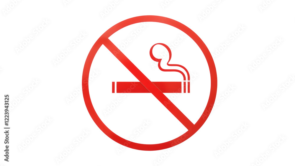 No Smoking Sign with Red Prohibition Symbol on White Background
No Smoking Sign with Red Prohibition Symbol on White Background