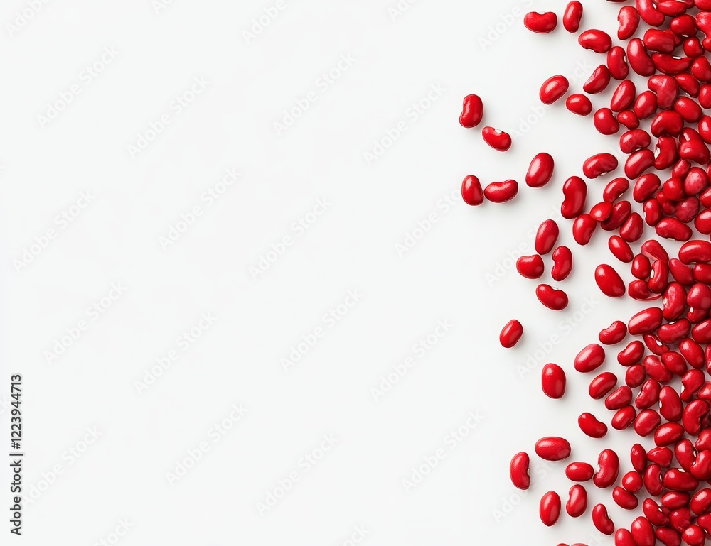 Red beans scattered on white background. Red beans scattered on white background.