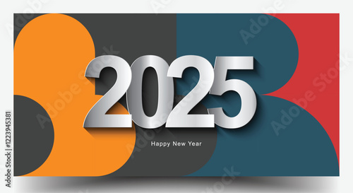 Happy New Year 2025 Background. Elegant Colorfull 2025 Logo Number Poster Designs For a 2025 Poster And Calendar. Minimal Geometric Posters Set.