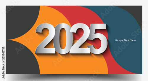 Happy New Year 2025 Background. Elegant Colorfull 2025 Logo Number Poster Designs For a 2025 Poster And Calendar. Minimal Geometric Posters Set.