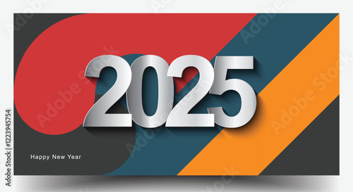 Happy New Year 2025 Background. Elegant Colorfull 2025 Logo Number Poster Designs For a 2025 Poster And Calendar. Minimal Geometric Posters Set.