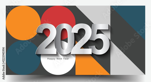 Happy New Year 2025 Background. Elegant Colorfull 2025 Logo Number Poster Designs For a 2025 Poster And Calendar. Minimal Geometric Posters Set.