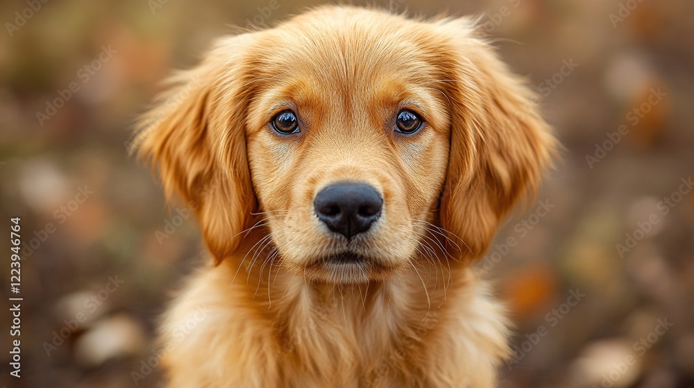 Golden Retriever puppy autumn park portrait Golden Retriever puppy autumn park portrait
