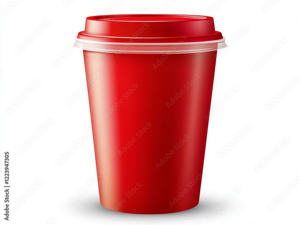 Red disposable cup with lid isolated on white. Red disposable cup with lid isolated on white.