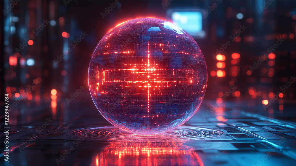 A glowing digital qubit suspended within a futuristic sphere, showcasing its symbolic representation of advanced technology and quantum computing, in a minimalistic, bright, and blurred environment
A glowing digital qubit suspended within a futuristic sphere, showcasing its symbolic representation of advanced technology and quantum computing, in a minimalistic, bright, and blurred environment