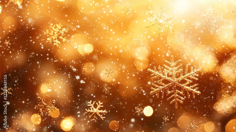 Glittering snowflakes sparkling in the sunlight on a winter morning.