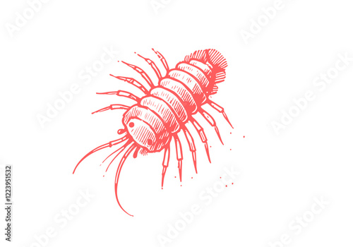 Amphipods hand drawn Illustration Sketch Vector Isolated