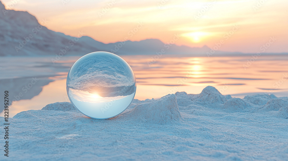 Glass sphere reflecting a vibrant sunset in a serene natural setting with soft bokeh, warm light, and a modern minimalistic feel offering a blank space for captions or text
Glass sphere reflecting a vibrant sunset in a serene natural setting with soft bokeh, warm light, and a modern minimalistic feel offering a blank space for captions or text